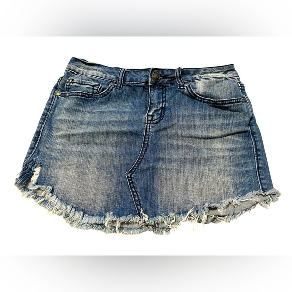 Jessica Simpson Denim Distressed Mini Skirt Size 26​​ - Picture 2 of 8